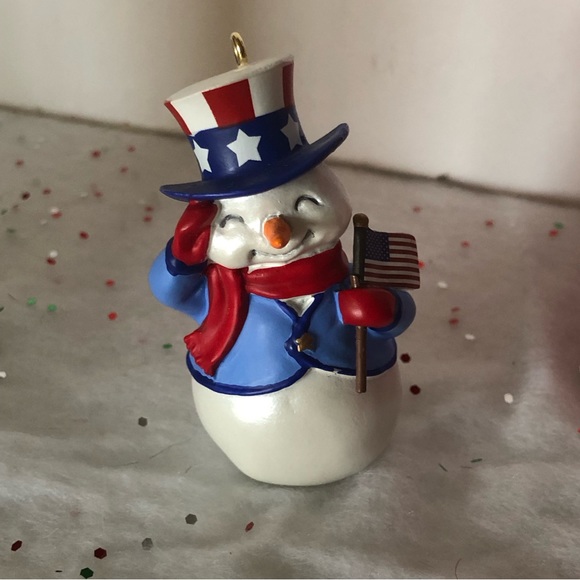 3 Hallmark Keepsake Christmas Ornaments Angel Patriot Snowman Welcome Christmas - Picture 3 of 6